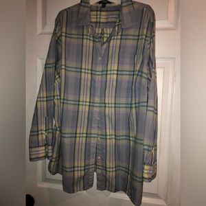 - Chaps size 1X, lightweight spring/summer long sleeve button down plaid s…